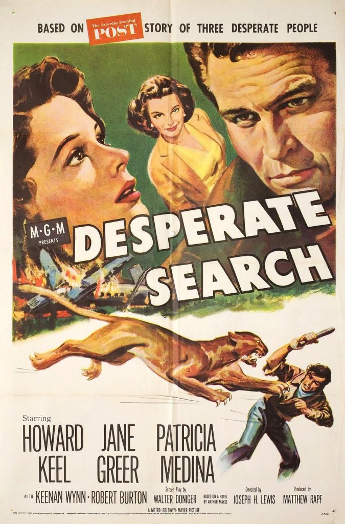 Movie poster for  Desperate Search, starring Howard Keel, Jane Green, Patricia Medina