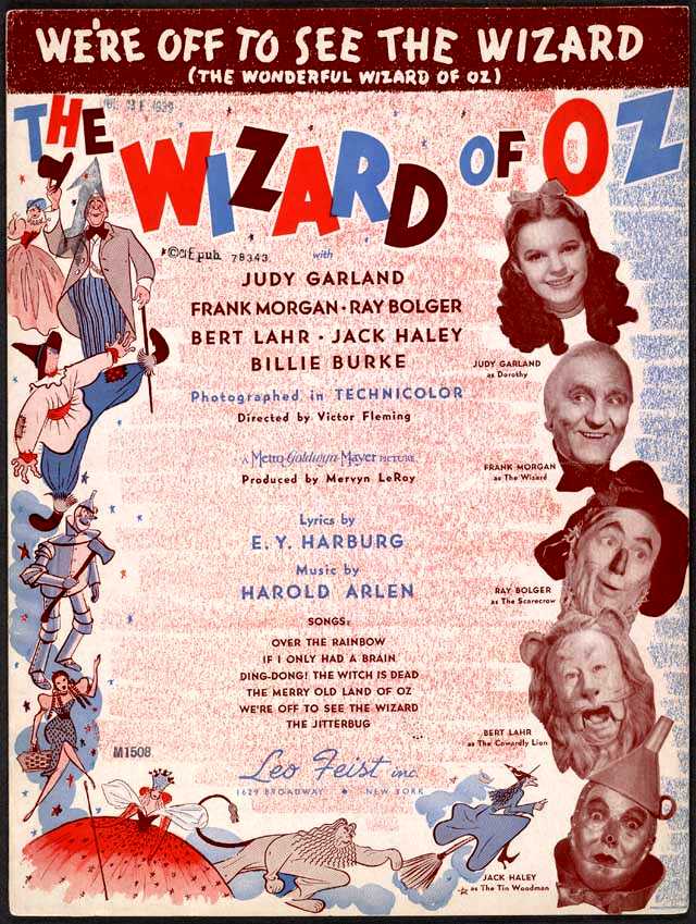 Sheet music to We're Off to See the Wizard - Judy Garland, Ray Bolger, Bert Lahr