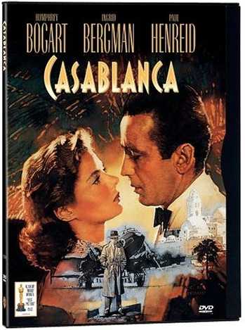 Casablanca (1942), starring Humphrey Bogart, Ingrid Bergman, Paul Henreid, Peter Lorre, Claude Rains, Sidney Greenstreet