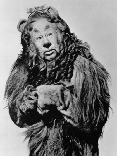 Bert Lahr as the Cowardly Lion in the Wizard of Oz, singing If I were King of the Forest