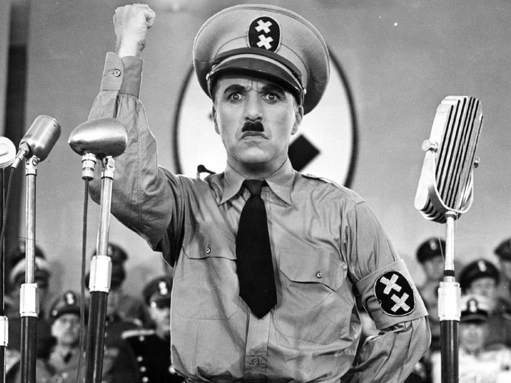 The Great Dictator - where Charlie Chaplin mocks Nazism in general, and Adolph Hitler in particular