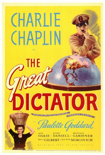 movie poster for "The Great Dictator" starring Charlie Chaplin