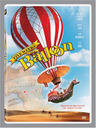 Irwin Allen's Five Weeks in a Balloon (1962), starring Cedric Hardwicke, Richard Haydn, Red Buttons, Barbara Eden, Fabian, BarBara Luna, Peter Lorre