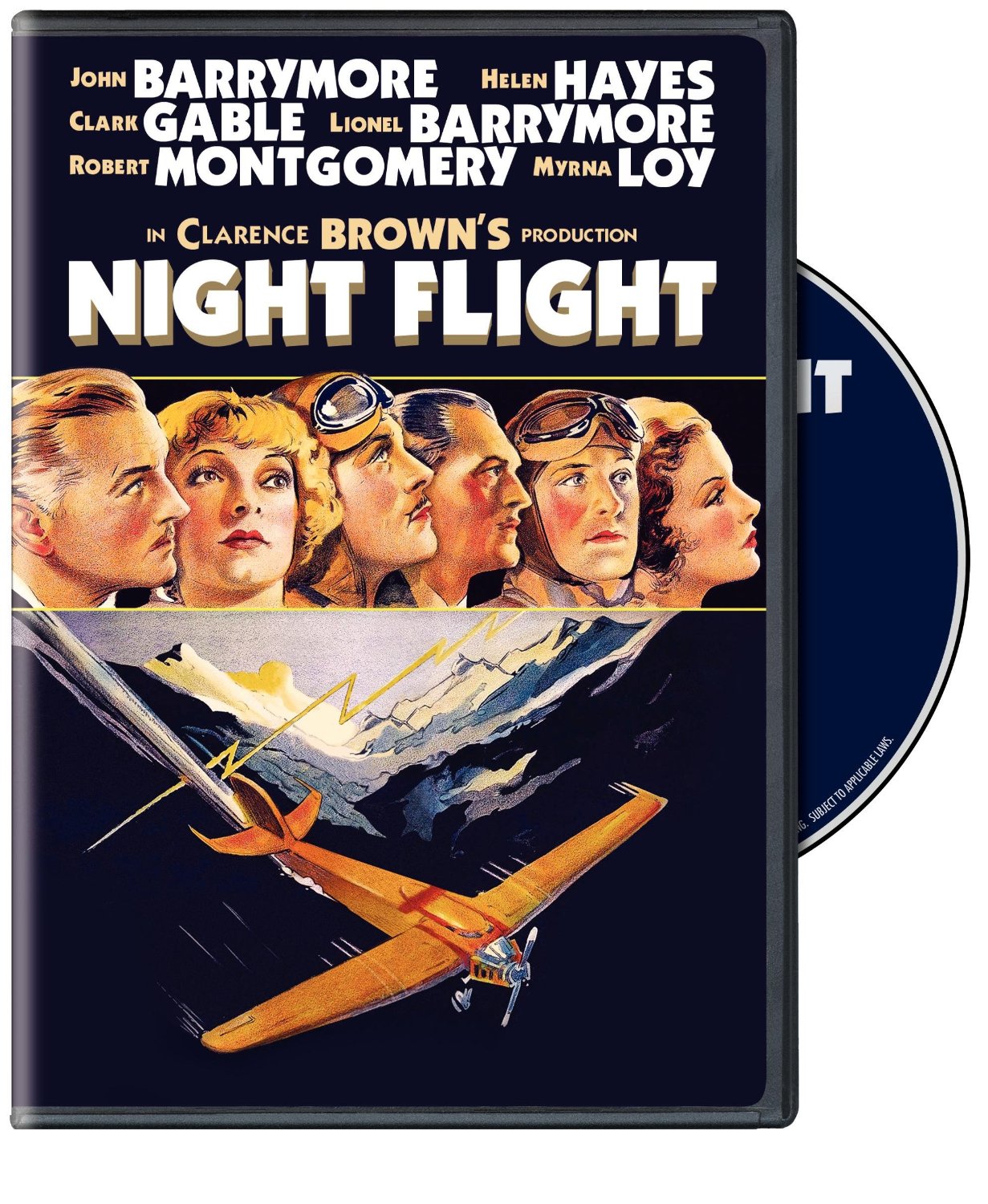 Night Flight (1933) starring John Barrymore, Clark Gable, Robert Montgomery, William Gargan, Helen Hayes, Myrna Loy