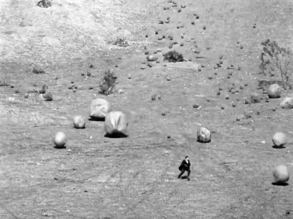 Rock avalanche at the end of "Seven Chances" - run, Buster!