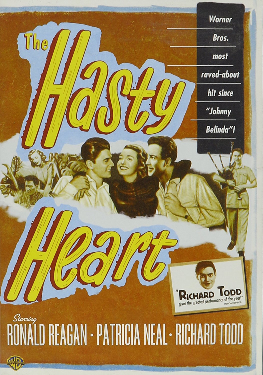 The Hasty Heart (1949) starring Richard Todd, Ronald Reagan, Patricia Neal - Warner Brothers most raved-about hit since "Johnny Belinda"