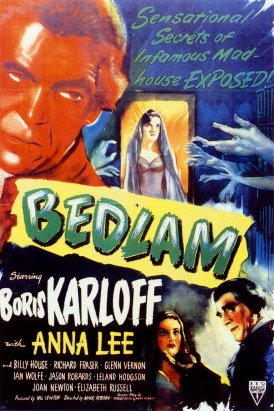 Bedlam movie poster - Boris Karloff, Anna Lee
