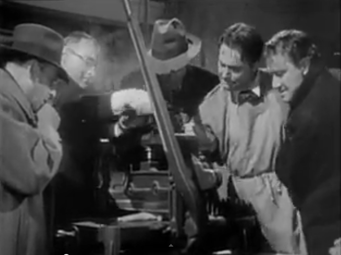 A chilling scene from Invisible Agent, where the Axis (Cedric Hardwicke, Peter Lorre) threaten the grandson of the Invisible Man (Jon Hall) with cutting off his fingers if he doesn't give them the invisibility formula