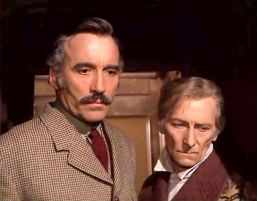 Christopher Lee and Peter Cushing in "Horror Express"