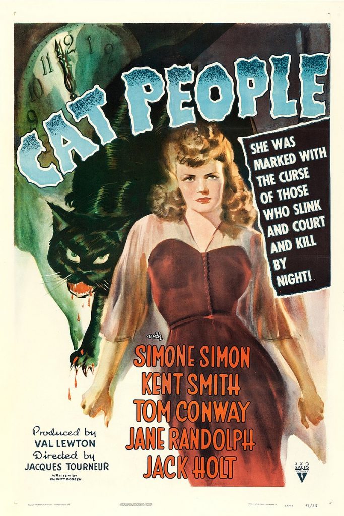 Movie poster for Cat People - "A kiss could change her into a monstrous fang-and-claw killer"" title="Movie poster for Cat People - "A kiss could change her into a monstrous fang-and-claw killer"