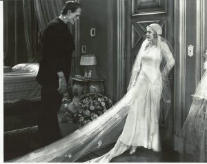 Boris Karloff as the creature, approaching Victor's bride in "Frankenstein"