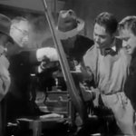 A chilling scene from Invisible Agent, where the Axis (Cedric Hardwicke, Peter Lorre) threaten the grandson of the Invisible Man (Jon Hall) with cutting off his fingers if he doesn't give them the invisibility formula