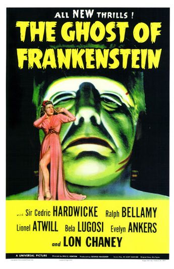 Ghost of Frankenstein (1942) starring Lon Chaney, Jr., Cedric Hardwicke, Ralph Bellamy, Lionel Atwill, Bela Lugosi, Evelyn Ankers