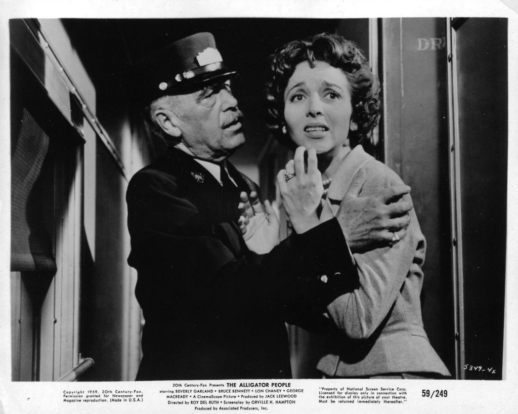 The train scene in The Alligator People, where Beverly Garland's husband has left the train