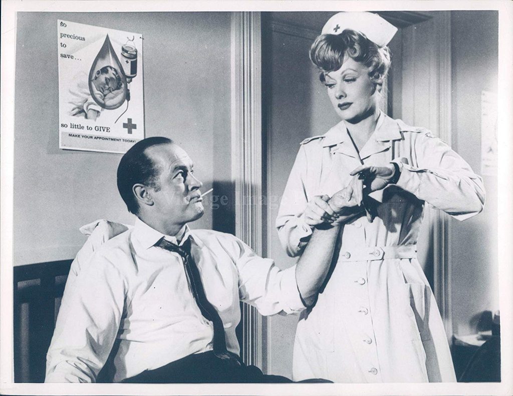 Bob Hope and Lucille Ball meeting at a blood drive in "The Facts of Life"
