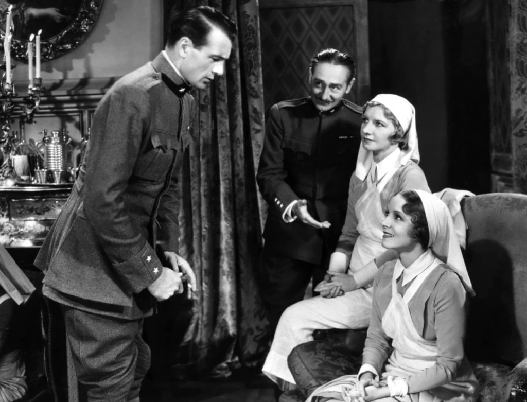 Gary Cooper, Adolphe Menjou, Mary Philips, and Helen Hayes in A Farewell to Arms (1932)
