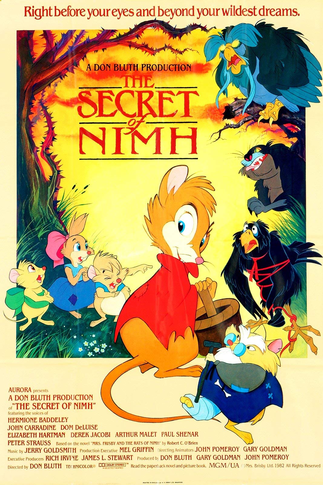 The Secret of NIMH (1982) starring Elizabeth Hartman, Peter Strauss