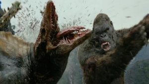 King Kong attacking one of the skull monsters - Kong: Skull Island
