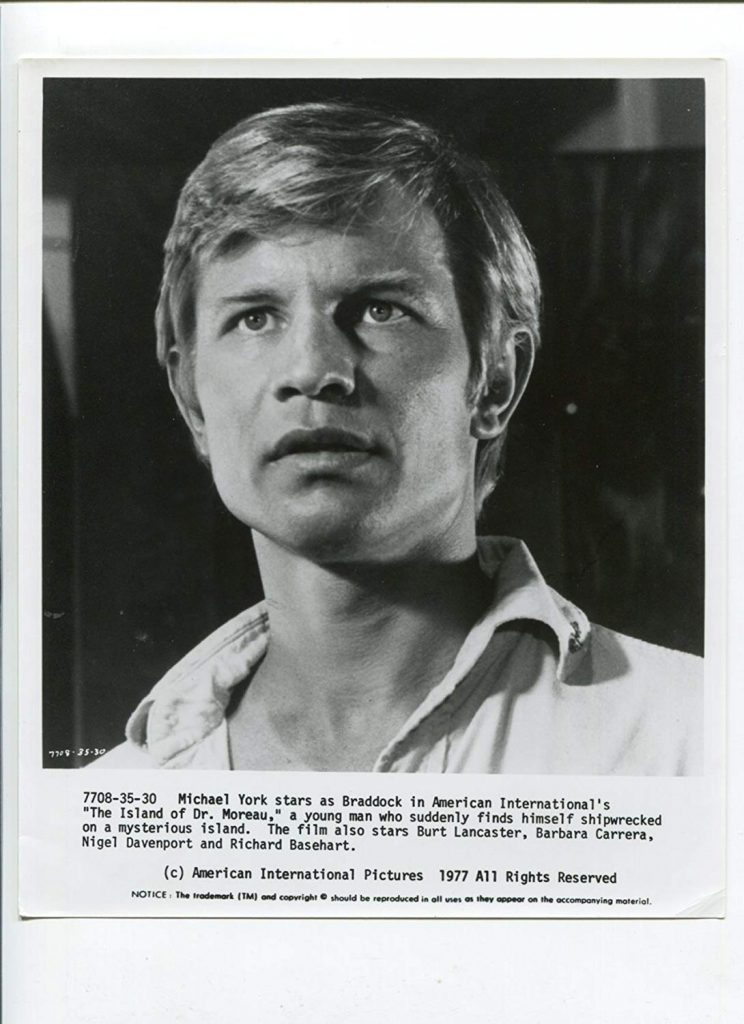 Michael York as the shipwrecked Braddock in The Island of Doctor Moreau