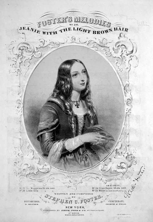 Song lyrics to Jeanie with the Light Brown Hair, by Stephen Foster (1854)