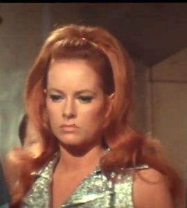 Lucianna Paluzzi as the beautiful, brilliant doctor that the two heroes fight over in The Green Slime.