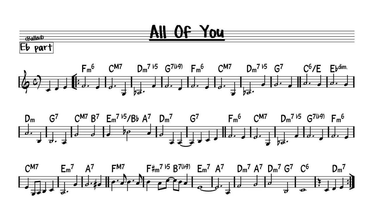 Song lyrics to All of You (1954) written by Cole Porter. It was written for the Broadway musical Silk Stockings and featured in the film version as well.