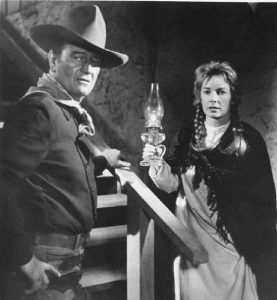John Wayne, competing with Jimmy Stewart for the love of Vera Miles in "The Man Who Shot Liberty Valance"