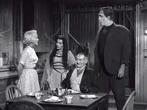 Marilyn, Lily, Grandpa, and Herman Munster