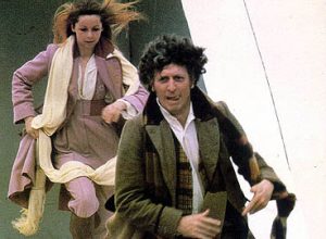 The Doctor and Romana running in "Destiny of the Daleks"