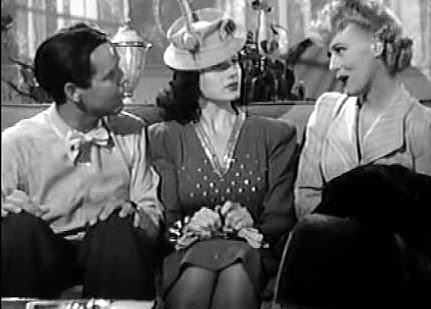 Dagwood, his old girlfriend Joan (Rita Hayworth), and Blondie in "Blondie on a Budget"