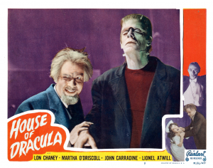Evil Dr. Edlemann and Frankenstein's monster in "House of Dracula"