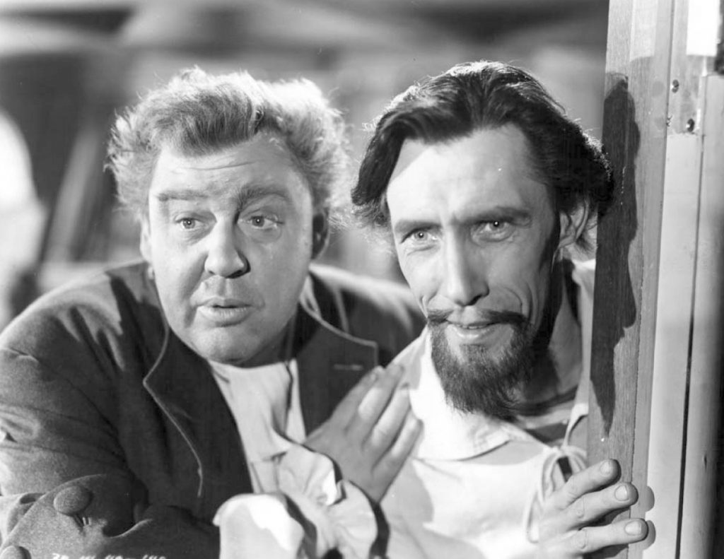 Charles Laughton and John Carradine as unrepentant pirates in Captain Kidd