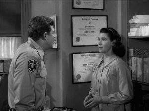 Ellie Comes to Town - ElIie Walker, a pretty young graduate pharmacist, moves to Mayberry to help her uncle out in the local drugstore.