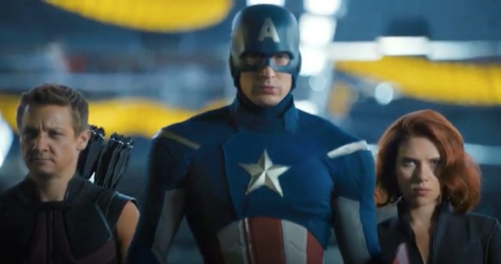 Hawkeye, Captain America, Black Widow in "The Avengers"