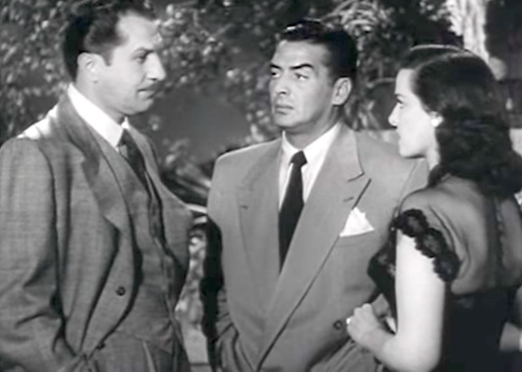 The romantic triangle in "The Las Vegas Story" - Vincent Price, Victor Mature, Jane Russell