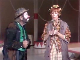 Famous circus tramp clown Weary Willy (Emmett Kelly Sr) presents Carol's washer woman with a flower - The Carol Burnett Show - Emmett Kelly and the Jackson 5