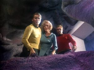 Captain Kirk, Nurse Chapel, and the doomed red shirt in "What Are Little Girls Made Of?"