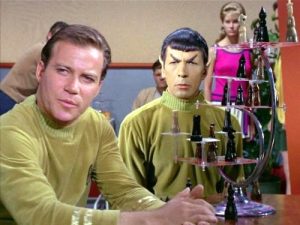 Captain Kirk & Spock playing 3D chess in "Where No Man Has Gone Before"