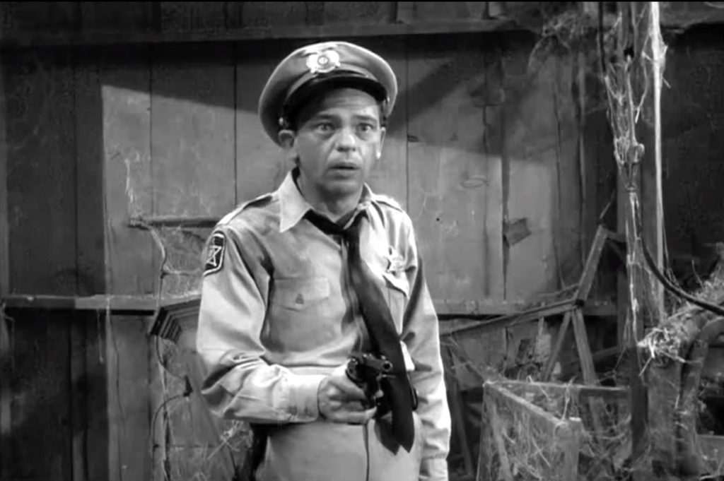 A surprise Barney Fife (Don Knotts) recaptures the criminal in "Barney Gets His Man"