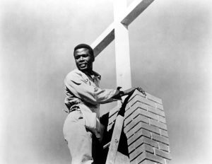 Homer Smith (Sidney Poitier) putting the cross on the church in "Lilies of the Field"