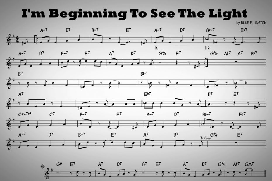 Song lyrics to I'm Beginning to See the Light (1944)