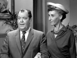 Otis (Hal Smith) and wife are at the center of "A Plaque for Mayberry"