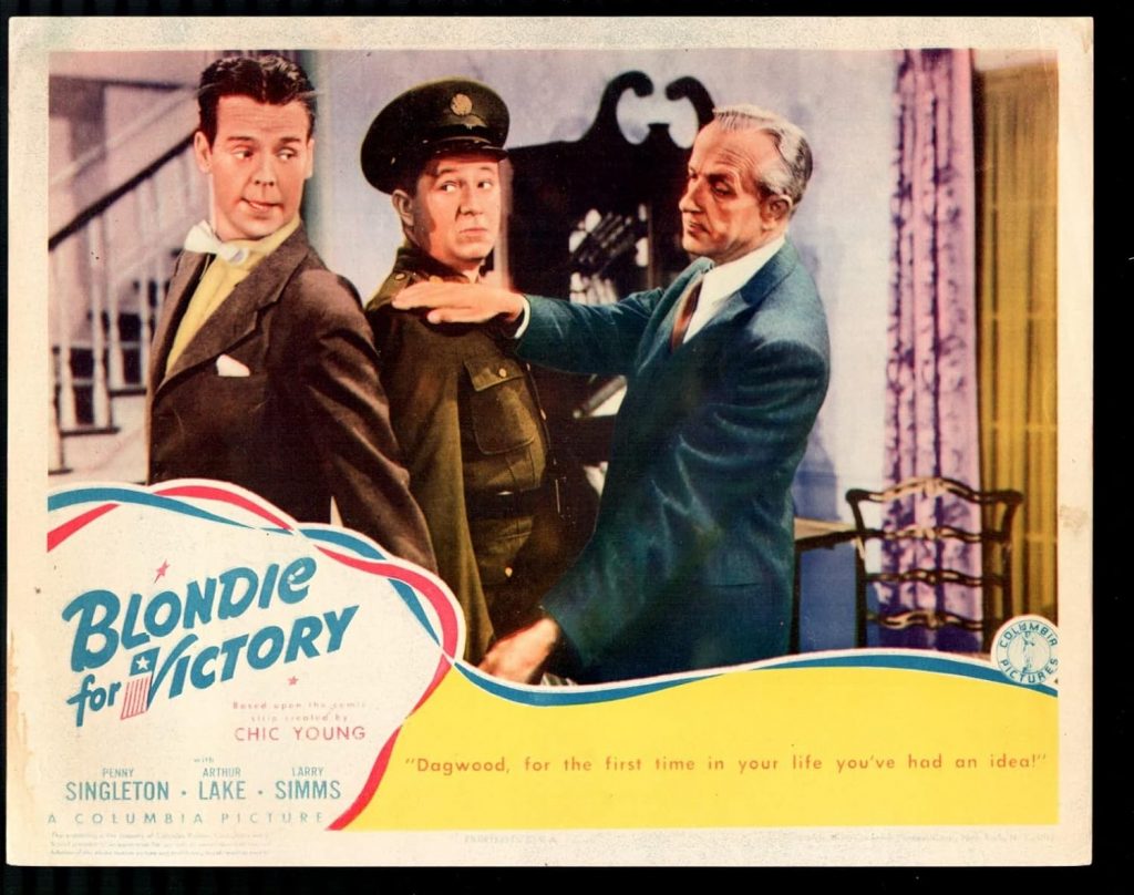 Blondie for Victory lobby card, with Arthur Lake, Stuart Erwin, Jonathon Hale