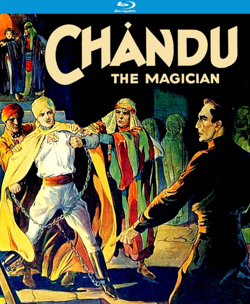 Cover for Chandu the Magician, with Chandu/Chandler captured and threatened by the evil Rotor (Bela Lugosi)