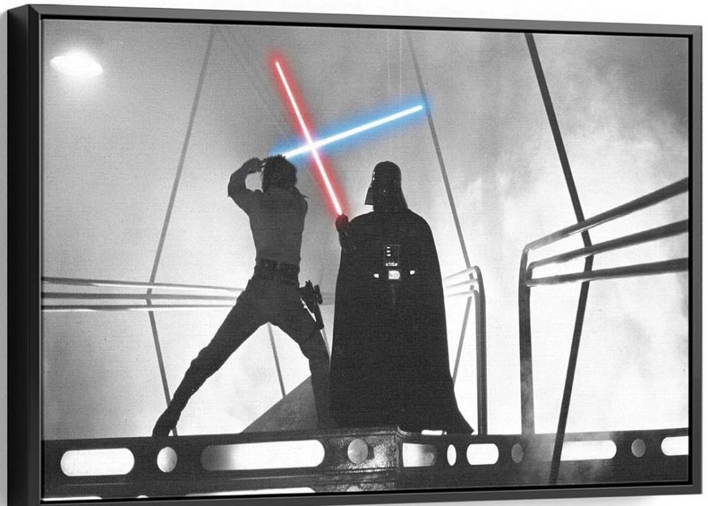 The iconic lightsaber battle between Luke Skywalker and Darth Vader in "Star Wars: The Empire Strikes Back"