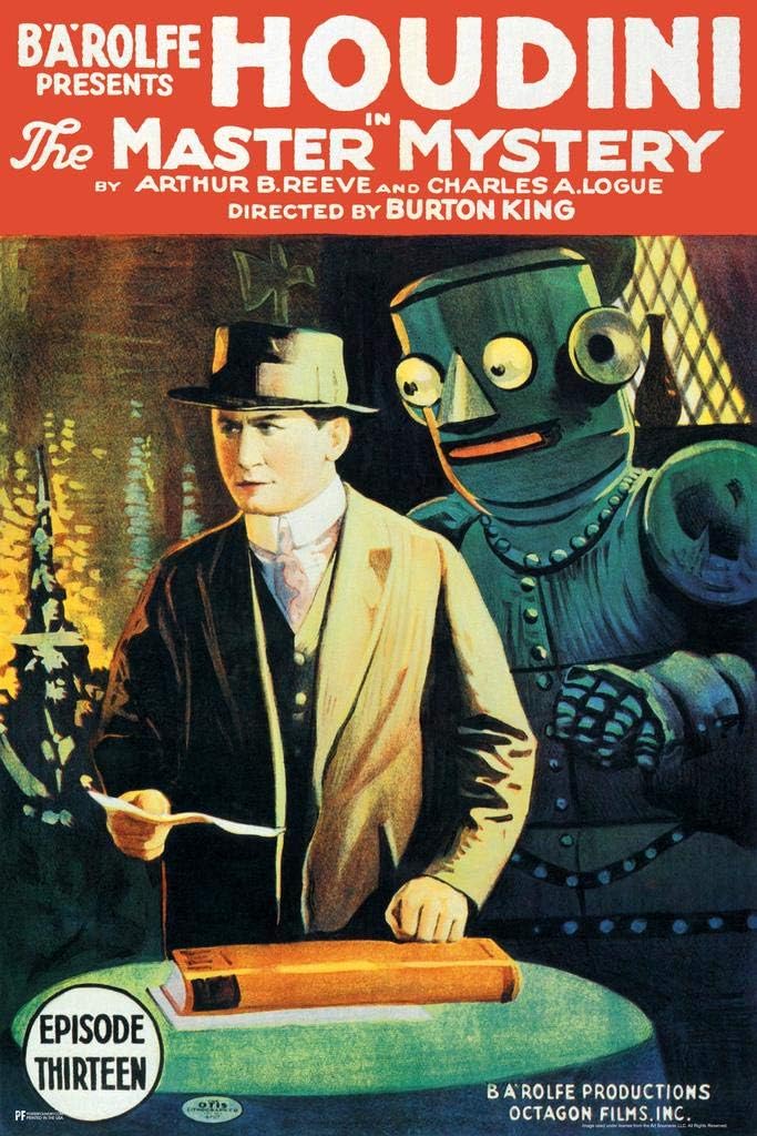Movie poster - Harry Houdini Master Mystery Episode 13 Robot Magic Trick Handcuffs Escape Magician