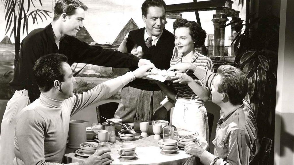 The cast of characters in The Admiral Was a Lady (1950) starring Wanda Hendrix, Edmond O'Brien and the bomber crew