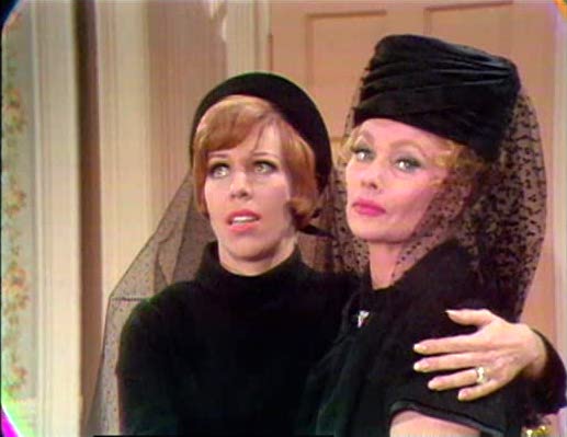 Carol Burnett and Lucille Ball as frequent funeral attendees in "As the Stomach Turns"