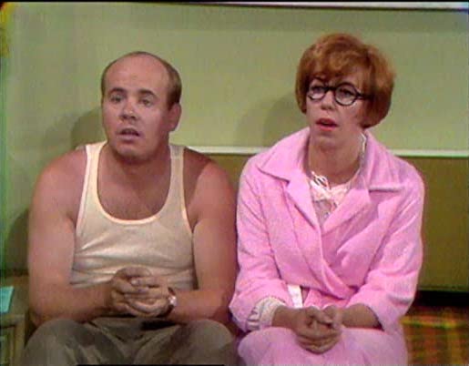 Tim Conway and Carol Burnett as shy teachers mistakenly booked into the same hotel room for a convention