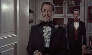 Peter Cushing as Dr. Franck, Frankenstein's new alias -- and new body as well
